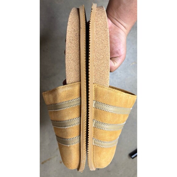 Adidas Adimule Lea Tan Slides Slip On Premium Suede Sandals Men\'s 11 GY2555 Open main image 6